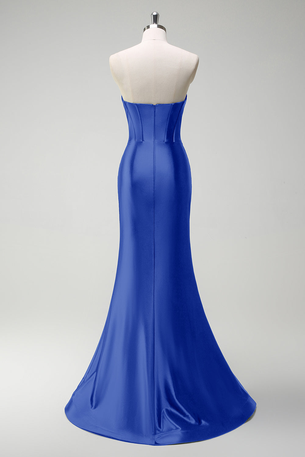 Gorgeous Sage Mermaid Corset Beaded Keyhole Satin Prom Dress with Slit