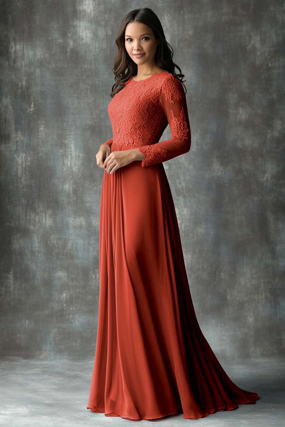 Chiffon Round Neck Peacock A-Line Applique Mother of the Bride Dress