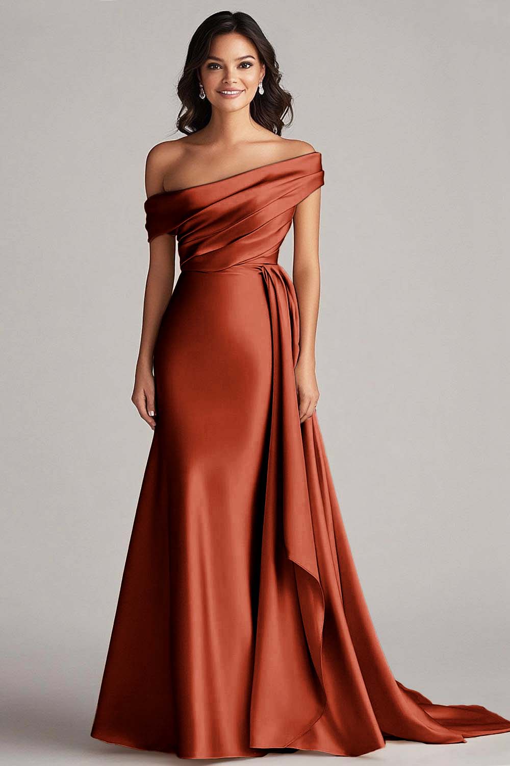 Off the Shoulder Eucalyptus Mermaid Long Formal Dress