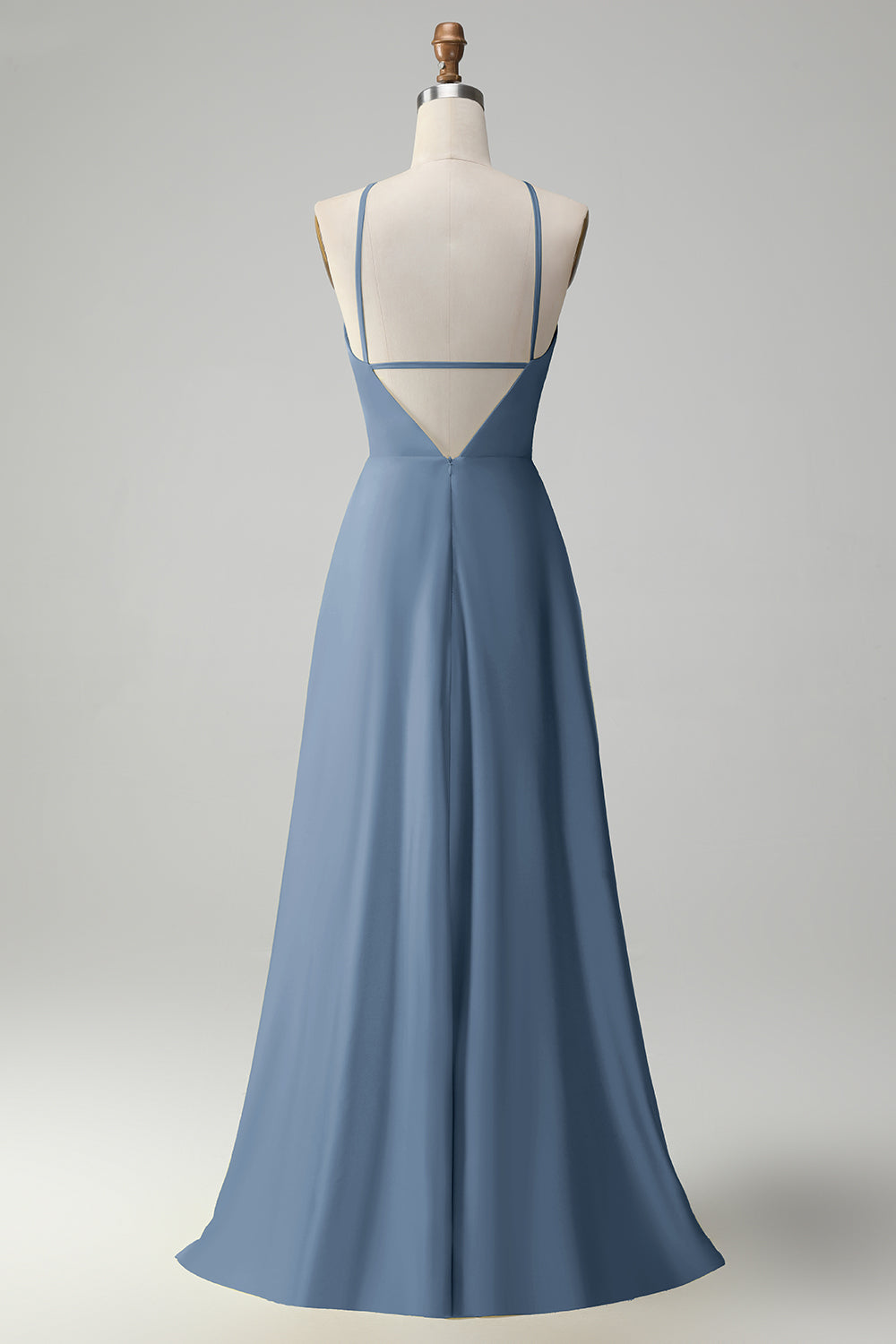 Terracotta Halter Keyhole Backless A Line Bridesmaid Dress with Flower