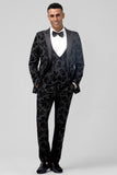 3 Pieces Black Embroidery Men's Prom Suits