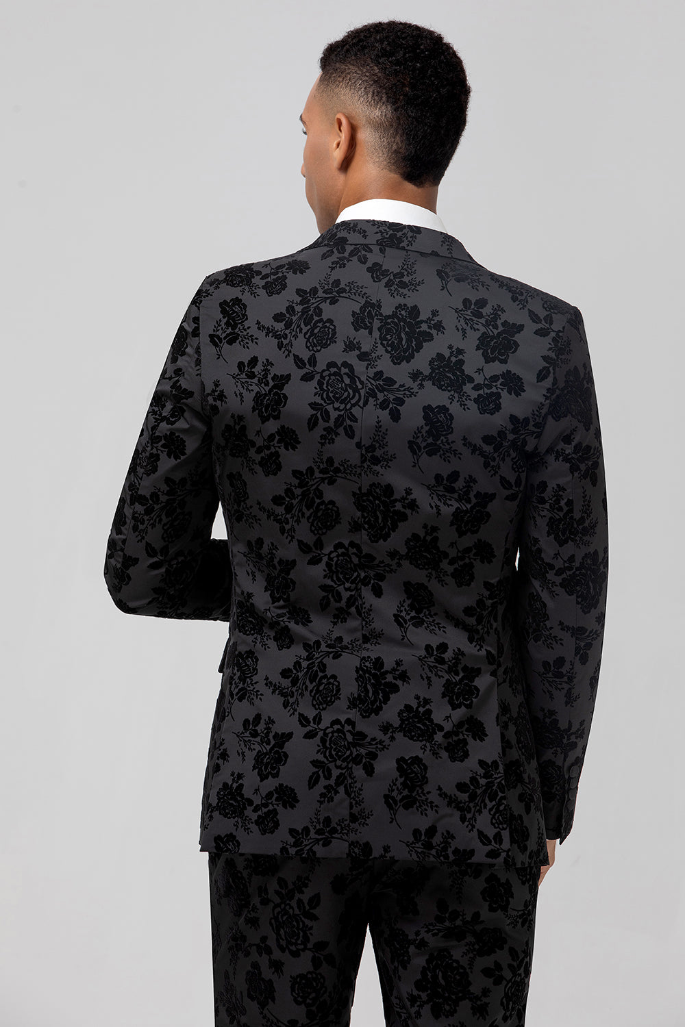 3 Pieces Black Embroidery Men's Prom Suits