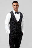 3 Pieces Black Embroidery Men's Prom Suits