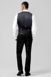 3 Pieces Black Embroidery Men's Prom Suits