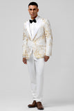 2 Pieces White Champagne Royal Men's Prom Suits with Pattern