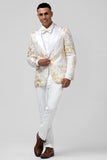 2 Pieces White Champagne Royal Men's Prom Suits with Pattern