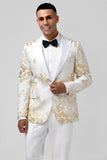 2 Pieces White Champagne Royal Men's Prom Suits with Pattern