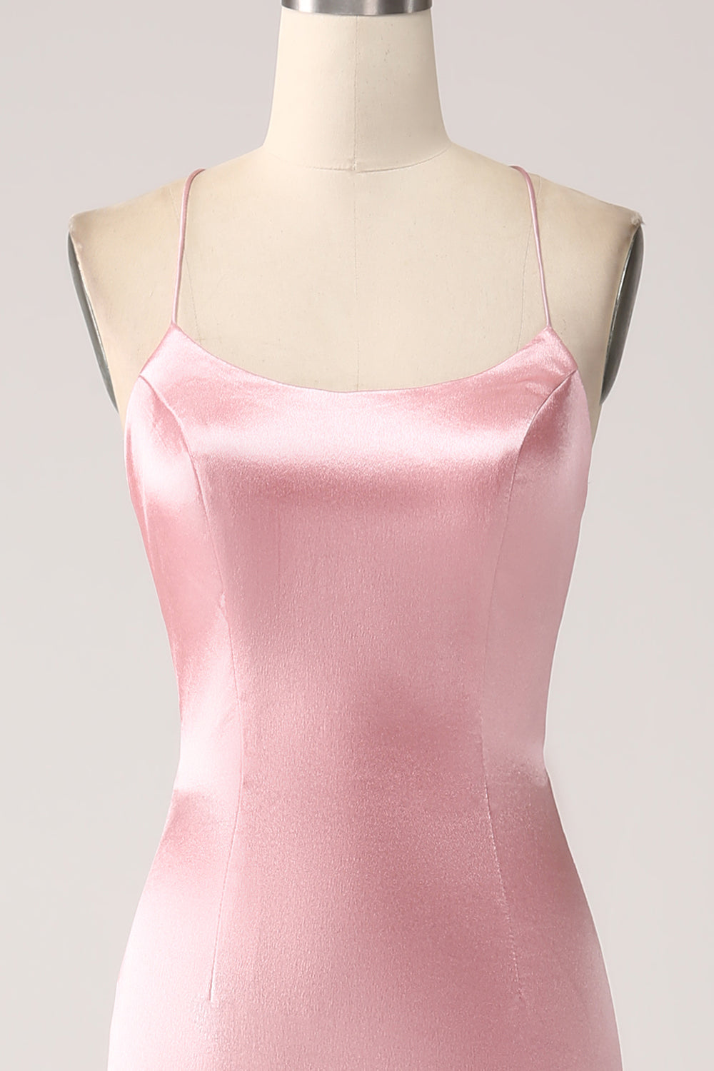 Eucalyptus Mermaid Satin Prom Dress with Criss Cross Back