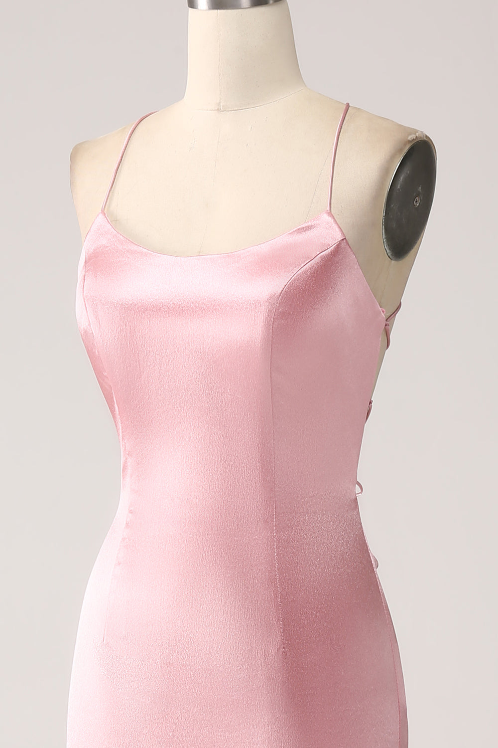 Eucalyptus Mermaid Satin Prom Dress with Criss Cross Back