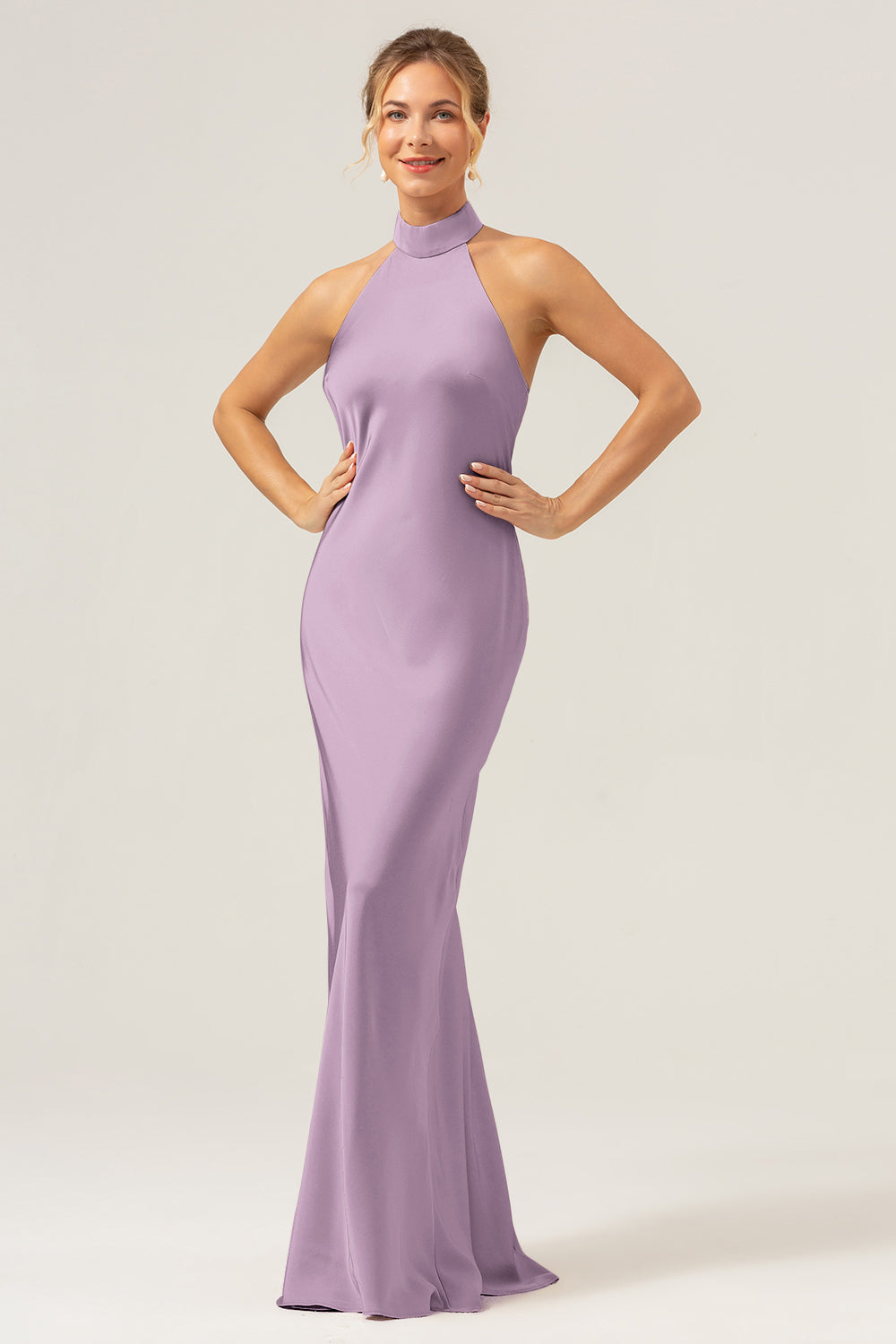 Dark Green Mermaid Halter Bridesmaid Dress with Slit