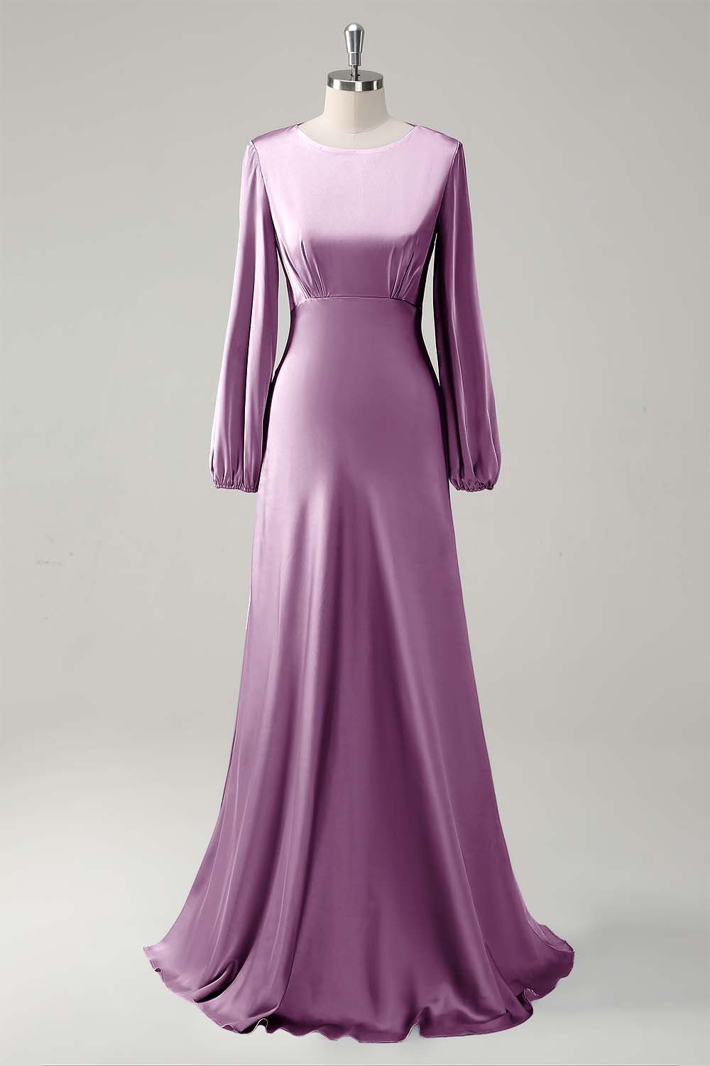Wisteria Long Sleeves A-Line Satin Bridesmaid Dress