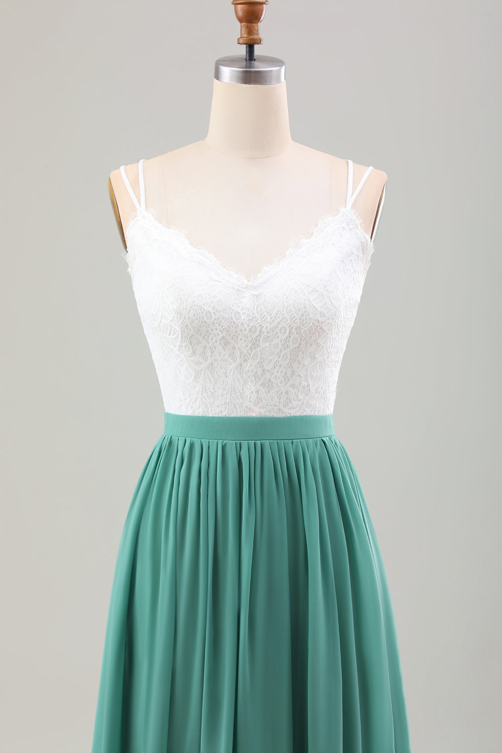 Eucalyptus A-Line Long Chiffon Bridesmaid Dress with Embroidery