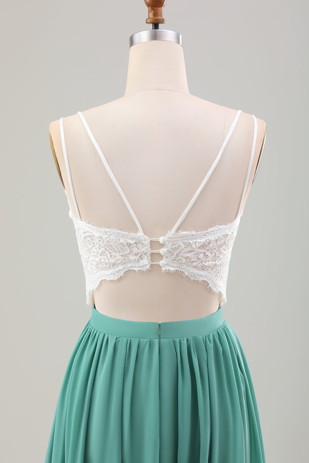 Eucalyptus A-Line Long Chiffon Bridesmaid Dress with Embroidery