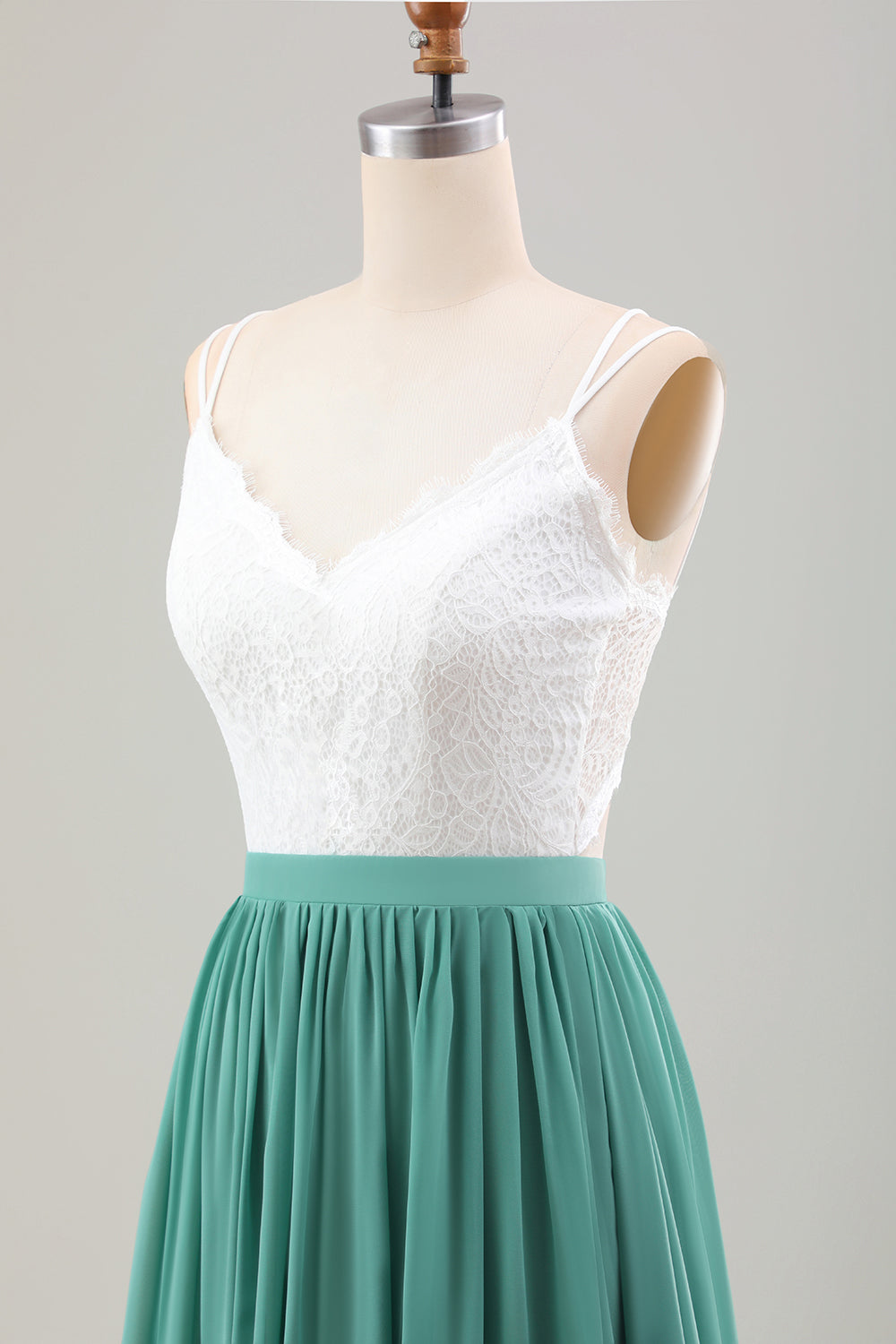 Eucalyptus A-Line Long Chiffon Bridesmaid Dress with Embroidery