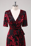 Blue Velvet V-Neck A Line Maxi Mother of Bride Dress