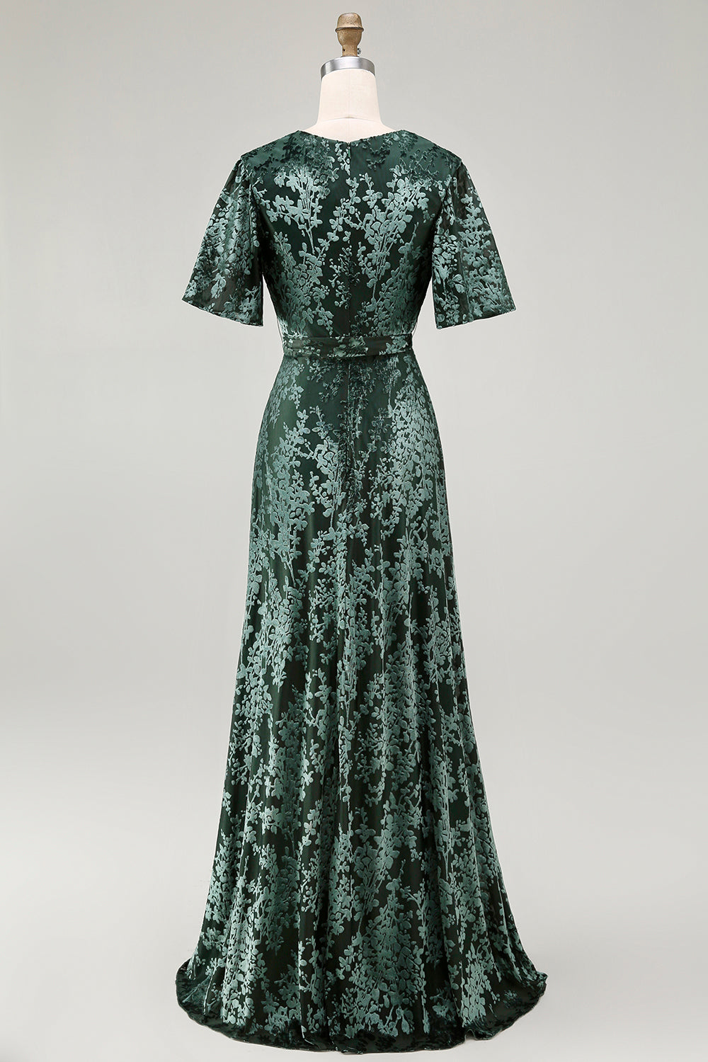 Blue Velvet V-Neck A Line Maxi Mother of Bride Dress