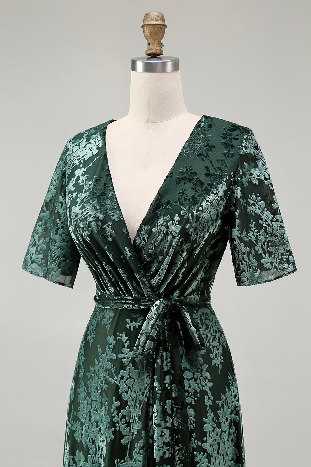 Blue Velvet V-Neck A Line Maxi Mother of Bride Dress
