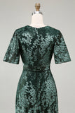 Blue Velvet V-Neck A Line Maxi Mother of Bride Dress