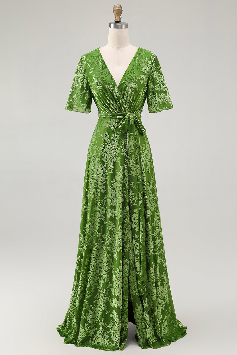 Blue Velvet V-Neck A Line Maxi Mother of Bride Dress