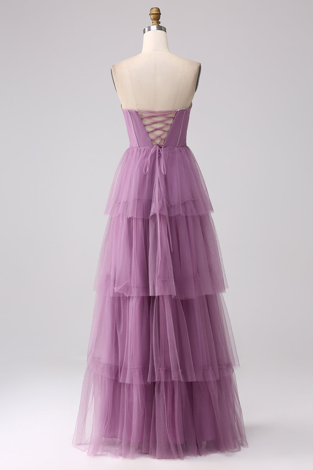 A Line Spaghetti Straps Long Tulle Eucalyptus Bridesmaid Dress