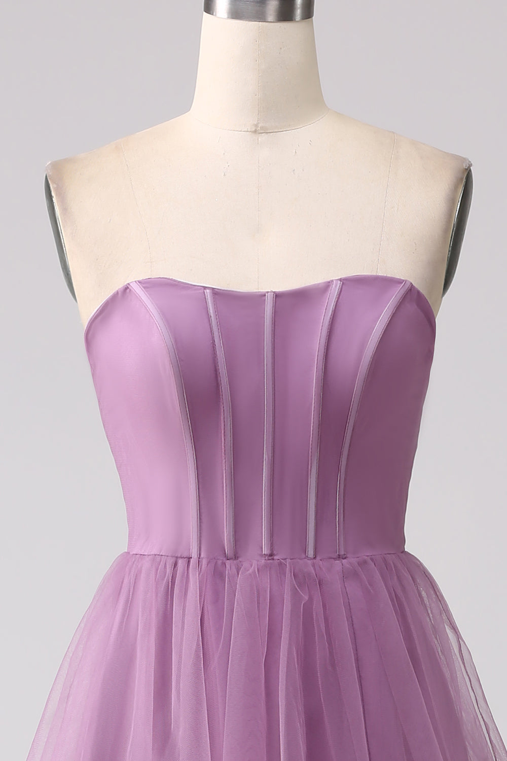 A Line Spaghetti Straps Long Tulle Eucalyptus Bridesmaid Dress