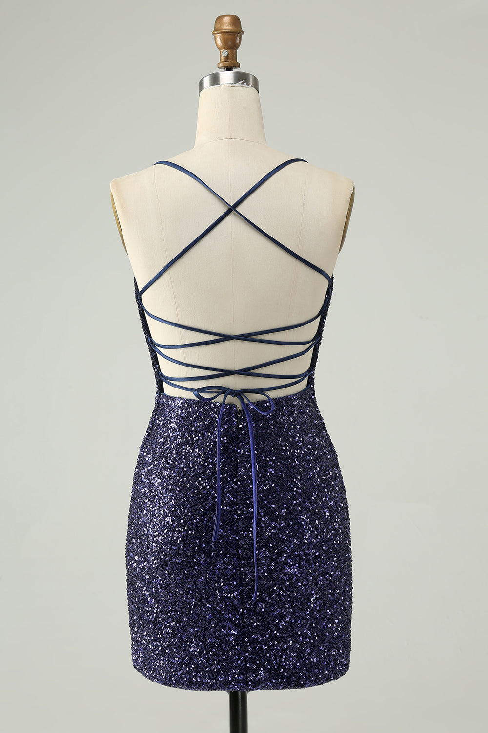 Sparkly Navy Sequins Tight Short Prom Dress With Fringes