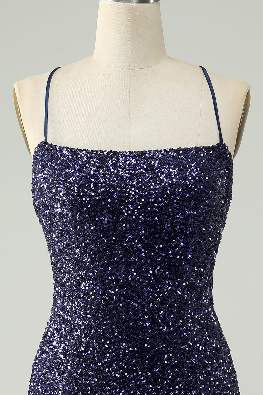 Sparkly Navy Sequins Tight Short Prom Dress With Fringes