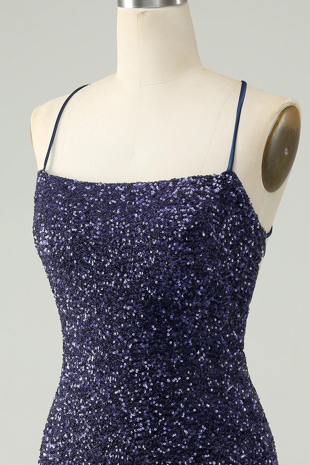 Sparkly Navy Sequins Tight Short Prom Dress With Fringes