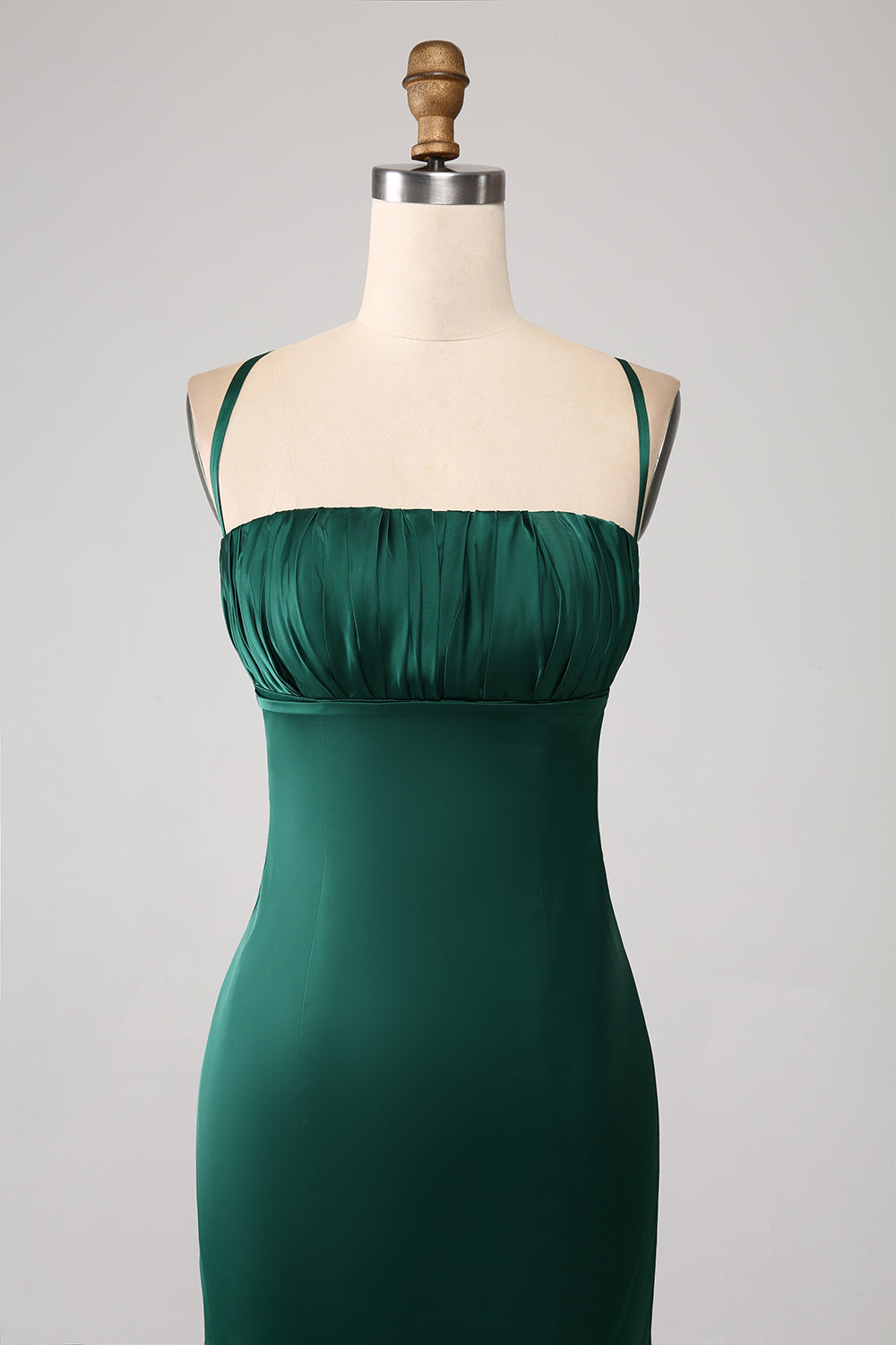 Dark Green Sheath Spaghetti Straps Long Prom Dress With Slit