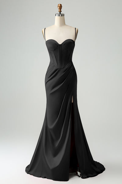 Sweetheart Applique Sheer Corset Dress With Slit Slate Blue main image 1
