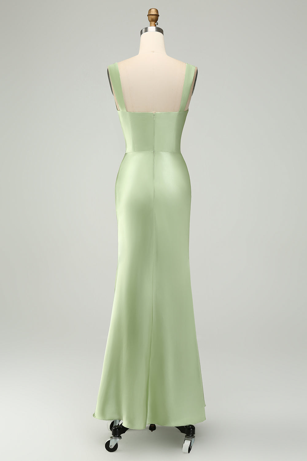 Dusty Sage Sweetheart Corset Mermaid Satin Long Wedding Guest Dress