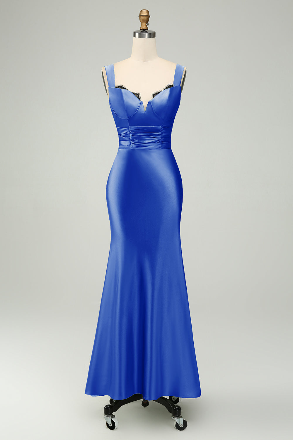 Eucalyptus Corset Sleeveless Mermaid Satin Tea Length Wedding Guest Dress