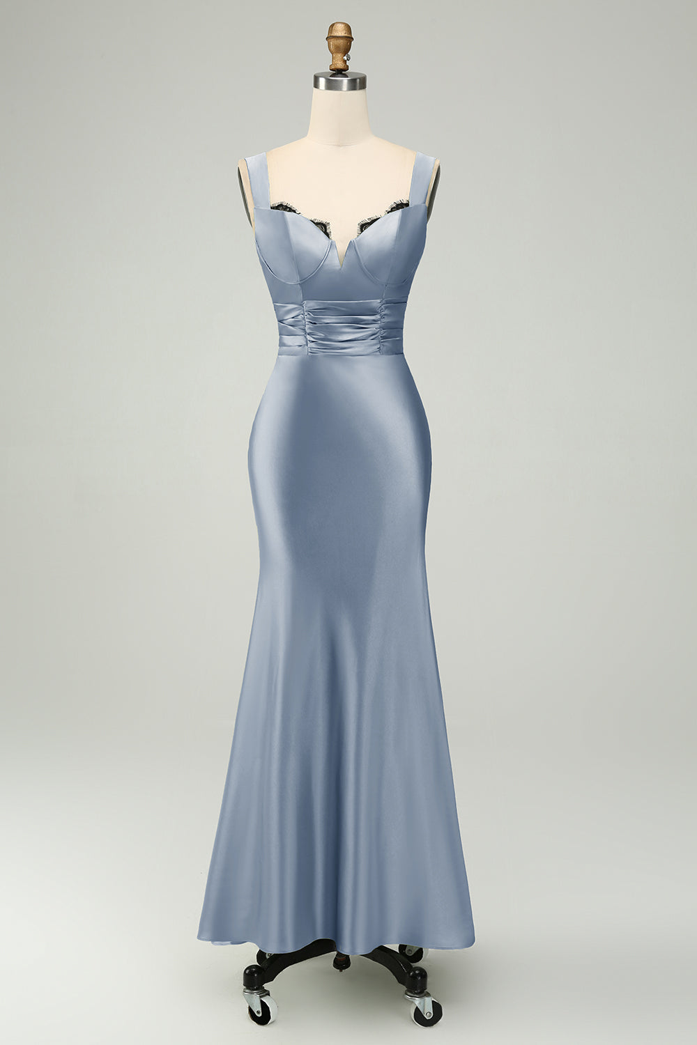Dusty Sage Sweetheart Corset Mermaid Satin Long Wedding Guest Dress