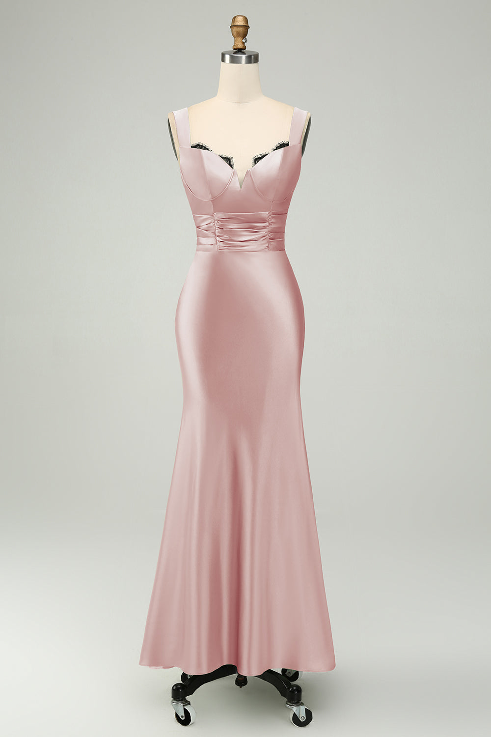 Dusty Sage Sweetheart Corset Mermaid Satin Long Wedding Guest Dress