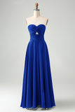 Dusty Sage Twist Front Pleated A Line Satin Long Bridesmaid Dress