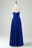 Dusty Sage Twist Front Pleated A Line Satin Long Bridesmaid Dress
