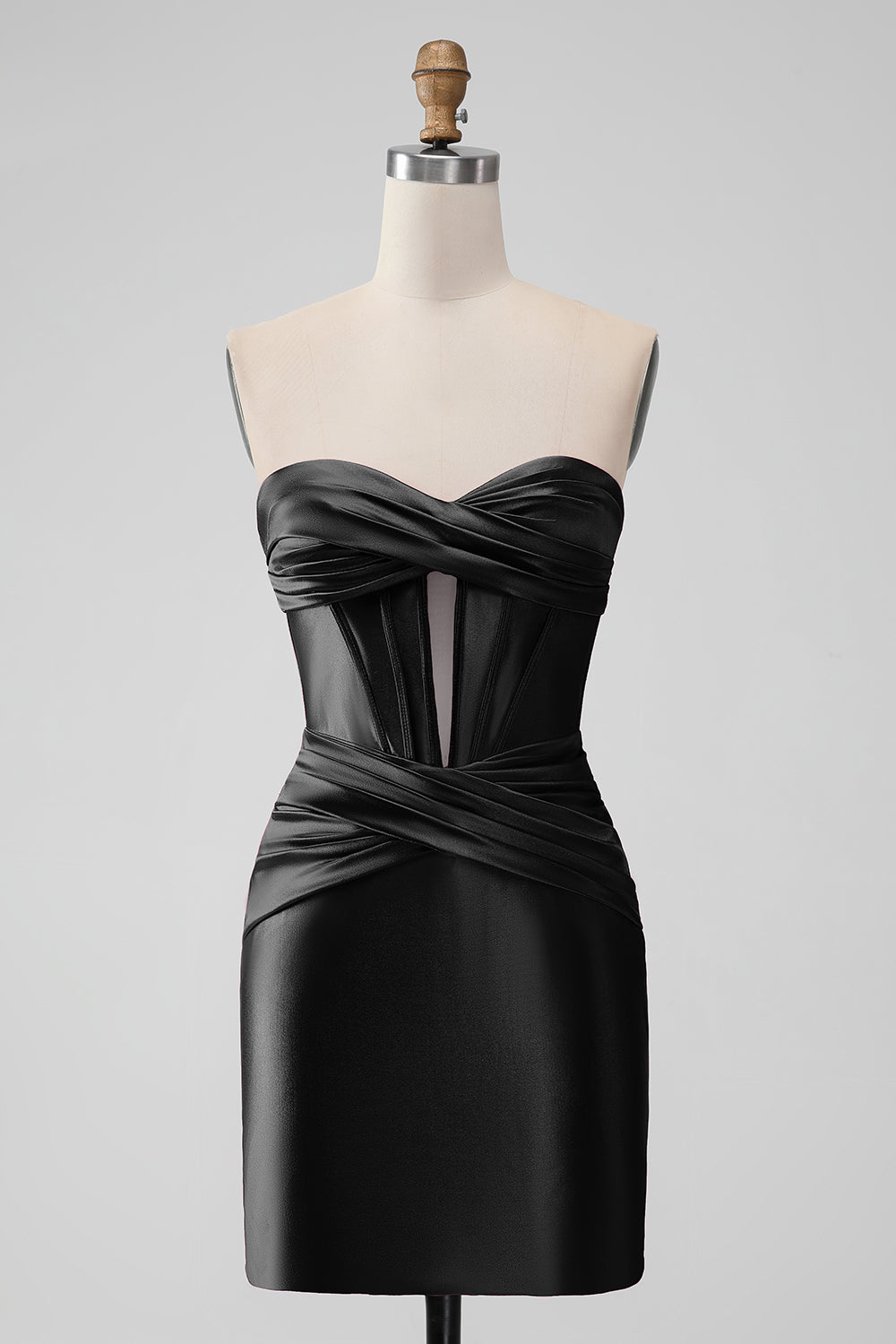 Stylish Fuchsia Bodycon Strapless Satin Corset Short Prom Dress