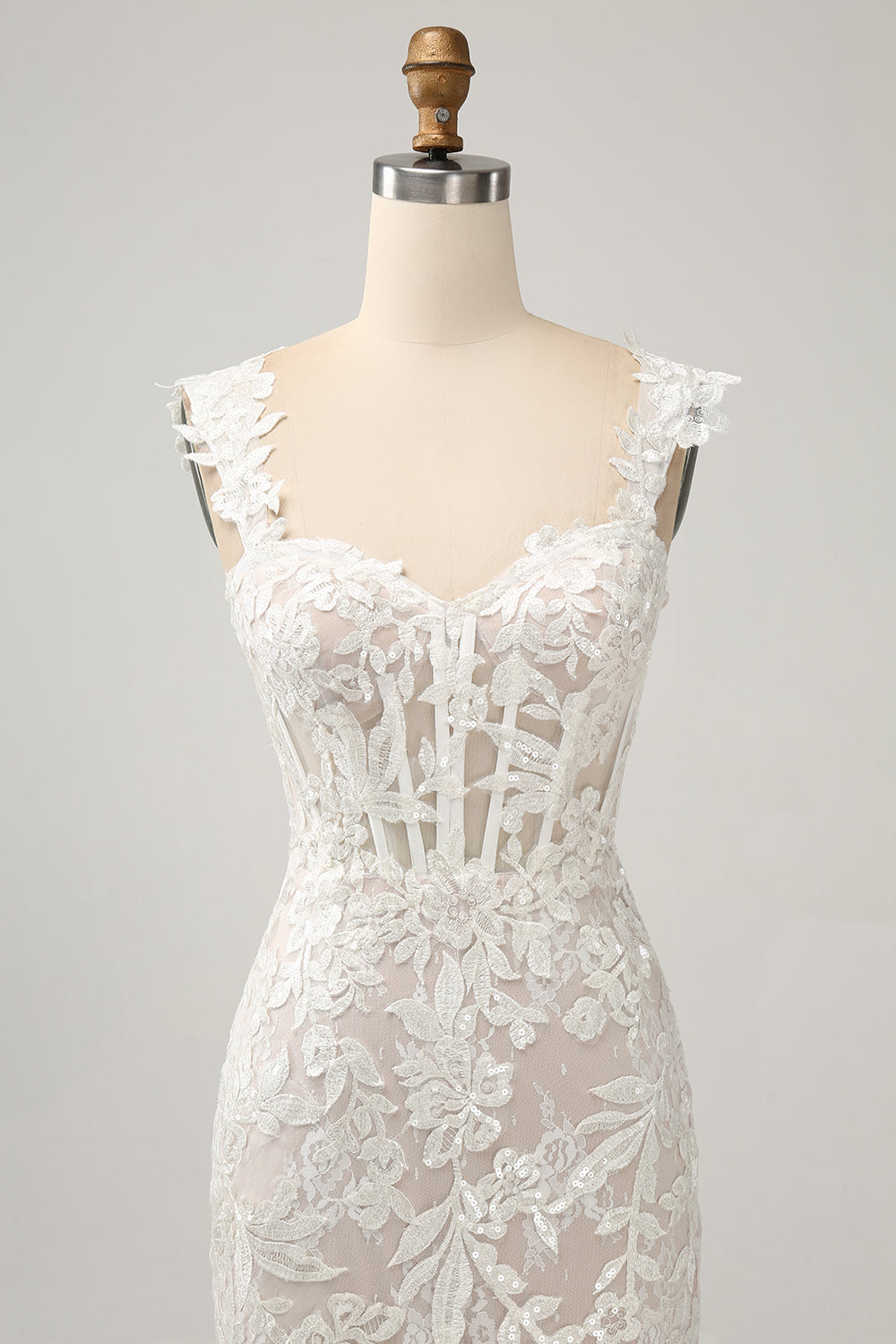 Off the Shoulder Applique Mermaid Sweep Train Wedding Dress