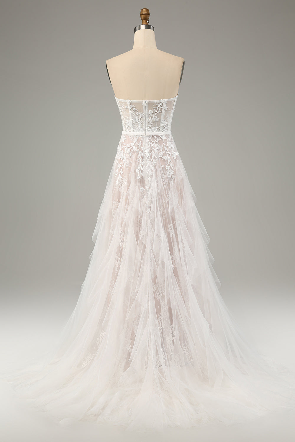 Sweetheart Corset Applique Ruffles A-Line Wedding Dress