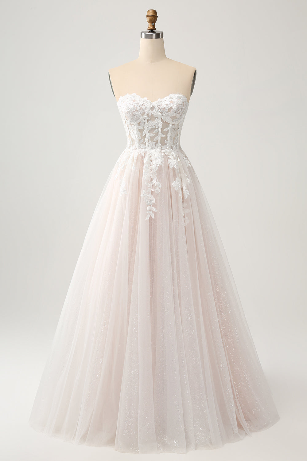 Sweetheart Corset Applique A-Line Tulle Wedding Dress