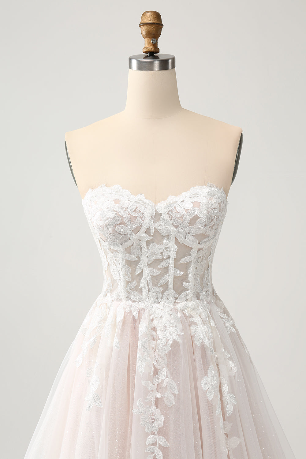 Sweetheart Corset Applique A-Line Tulle Wedding Dress