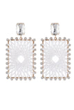 Sparkly Square Rhinestones Braided Earrings