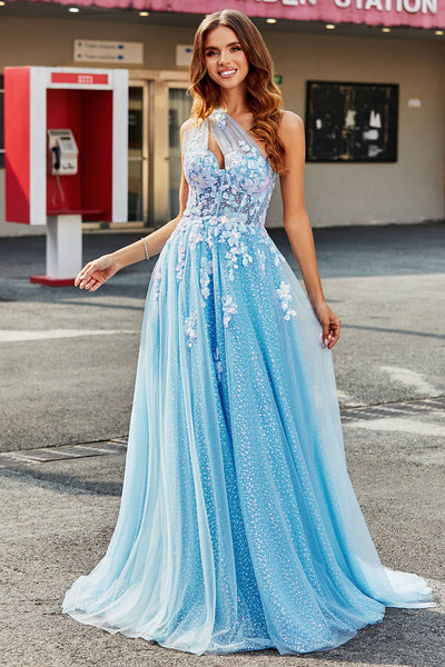 Light blue floral prom dress top