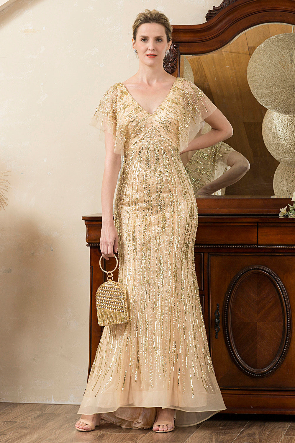 Sparkly Grey Beading Mermaid Mother of Bride Dress