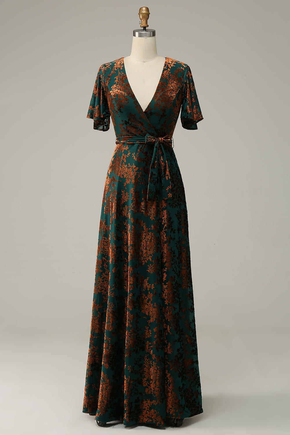 Leely Burnout Velvet Dark Green Mother of Bride Dress