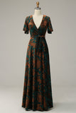 Burnout Velvet Dark Green Mother of Bride Dress