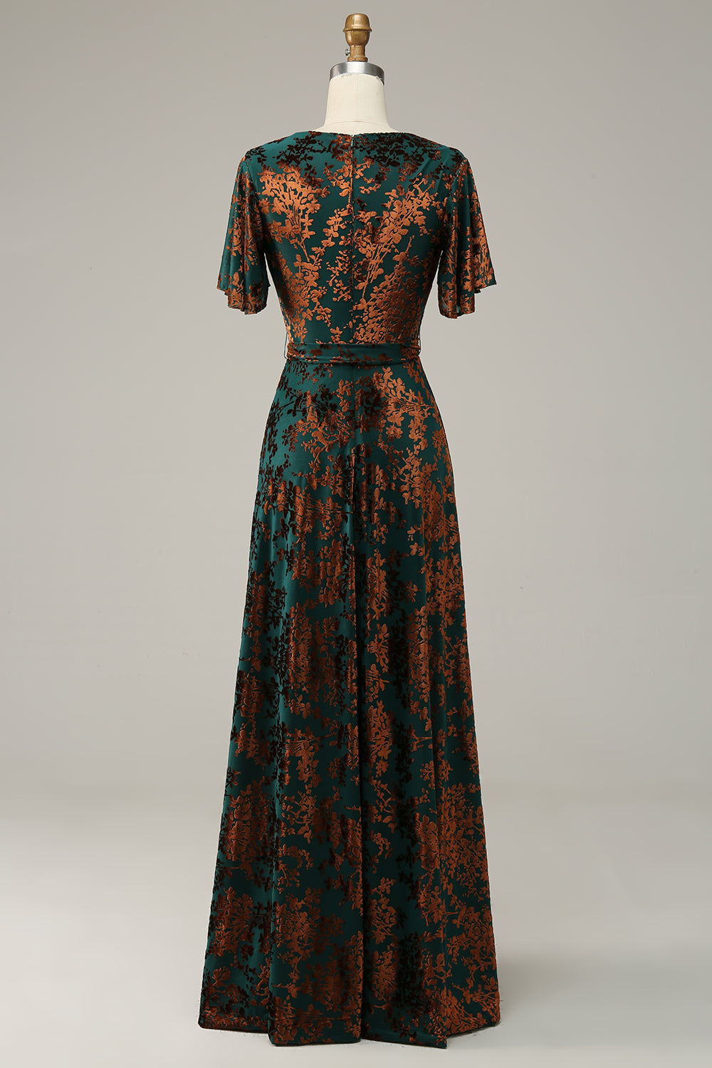 Blue Velvet V-Neck A Line Maxi Mother of Bride Dress
