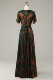Blue Velvet V-Neck A Line Maxi Mother of Bride Dress