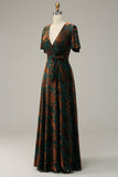 Blue Velvet V-Neck A Line Maxi Mother of Bride Dress