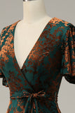 Blue Velvet V-Neck A Line Maxi Mother of Bride Dress